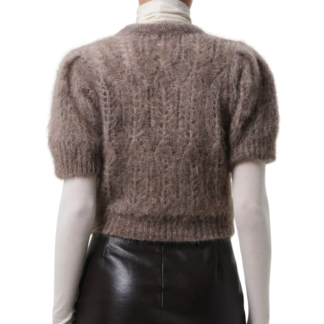 Odette Puff Sleeve Sweater in Mushroom