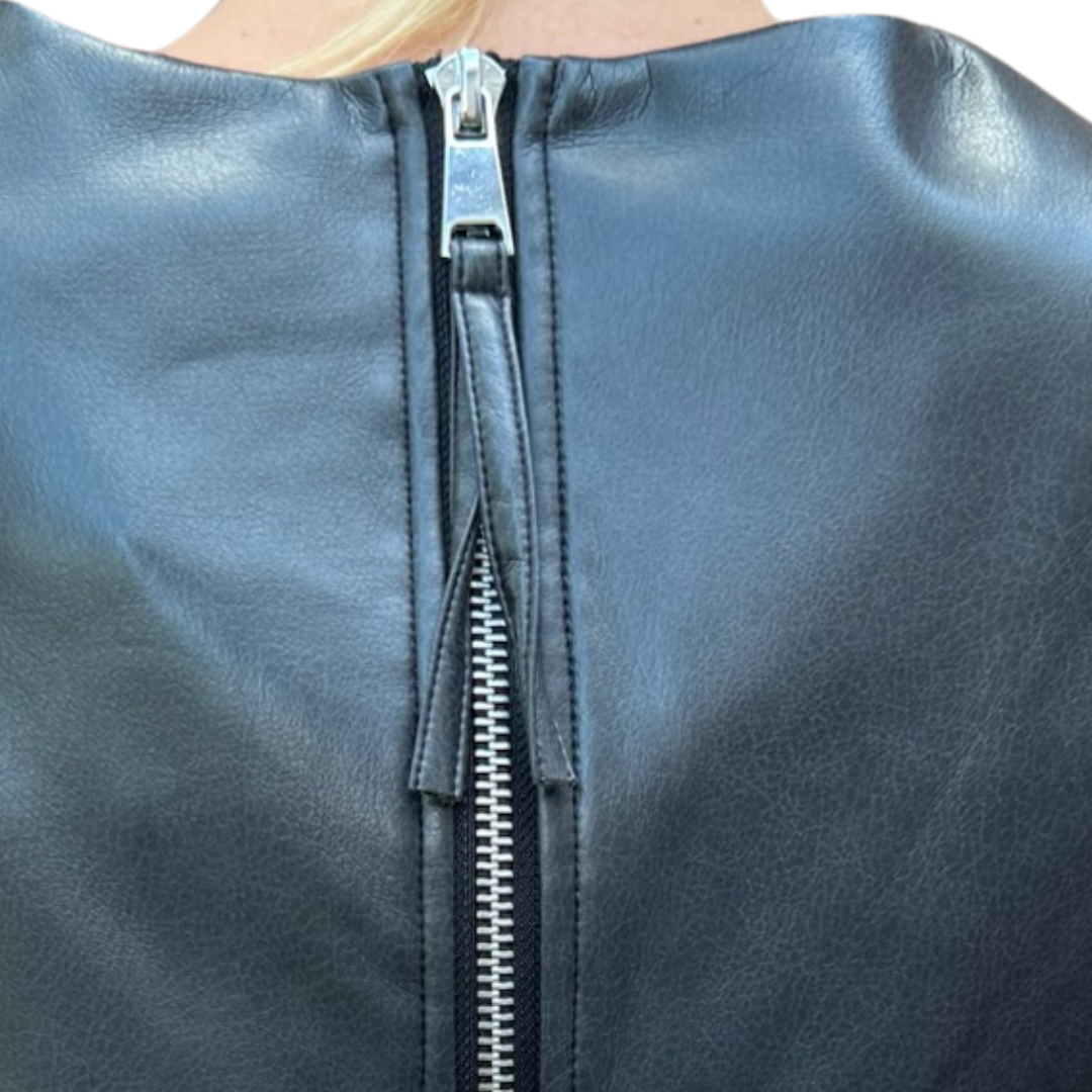 Bonnie Vegan Leather Top in Black