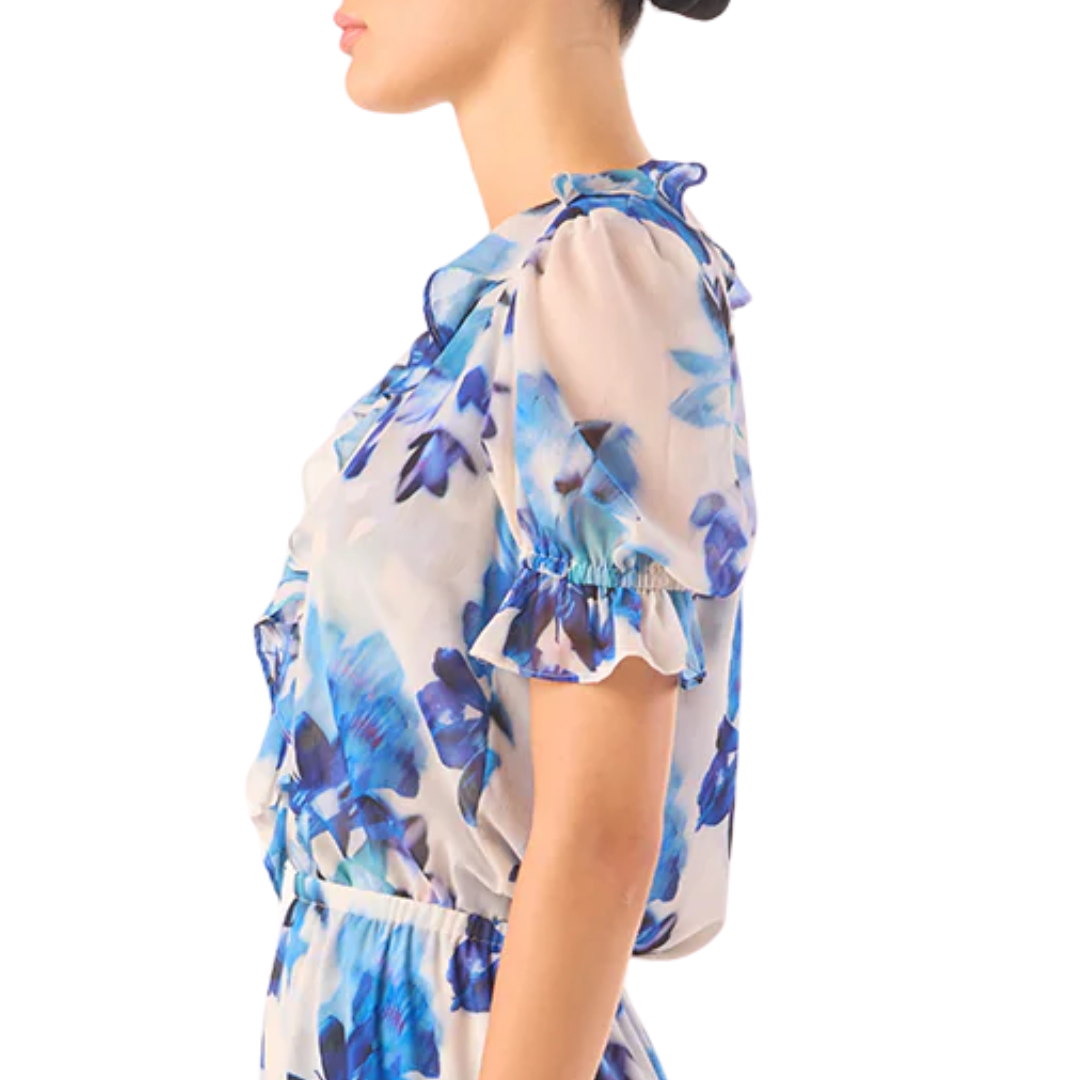 Connie Top in Blurred Bouquet Chiffon