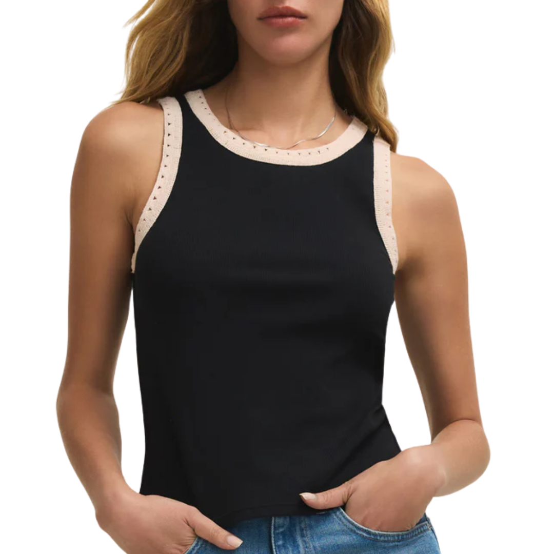 Clarke Rib Tank in Black
