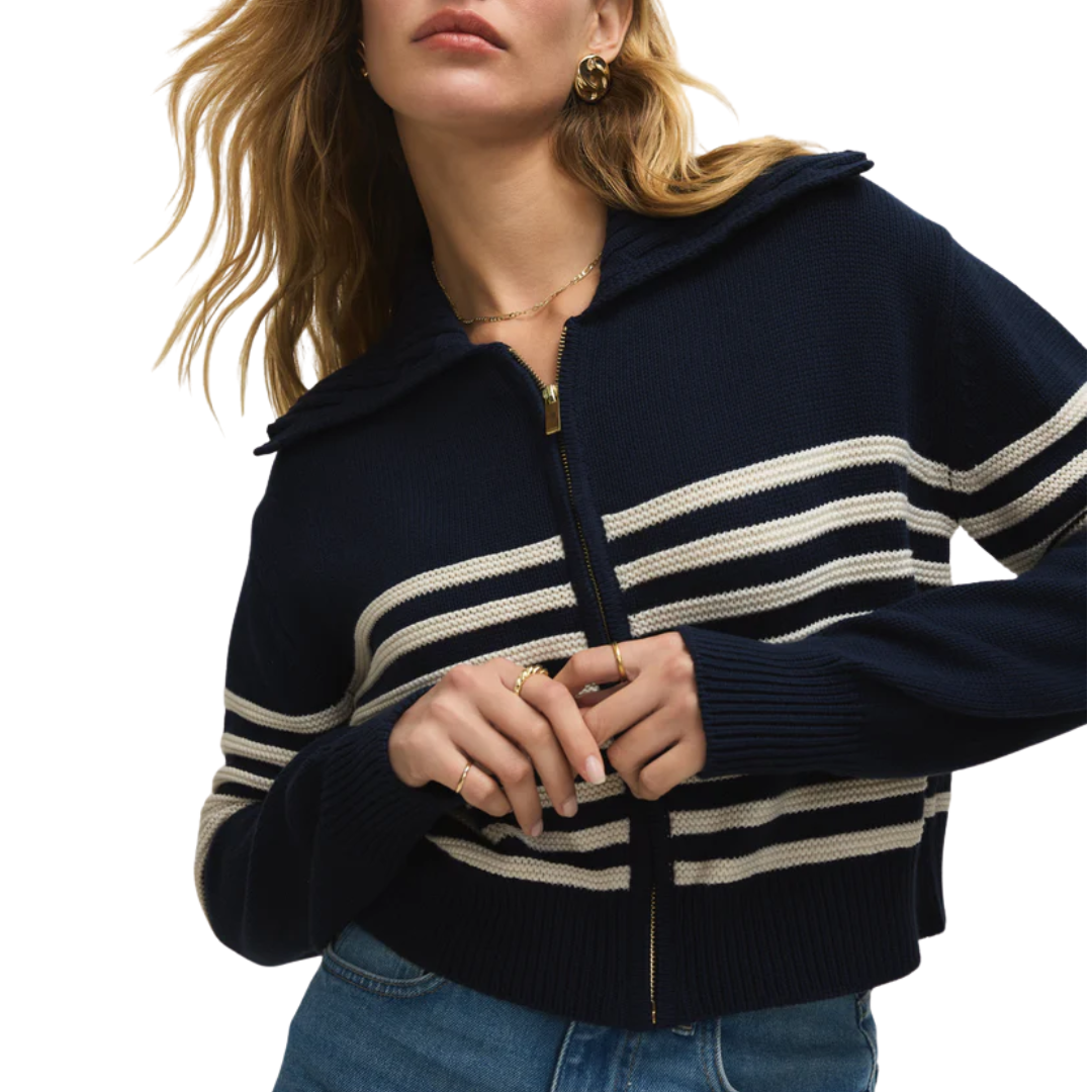 Z Supply Kovac Cropped Sweater Jacket in Eclipse