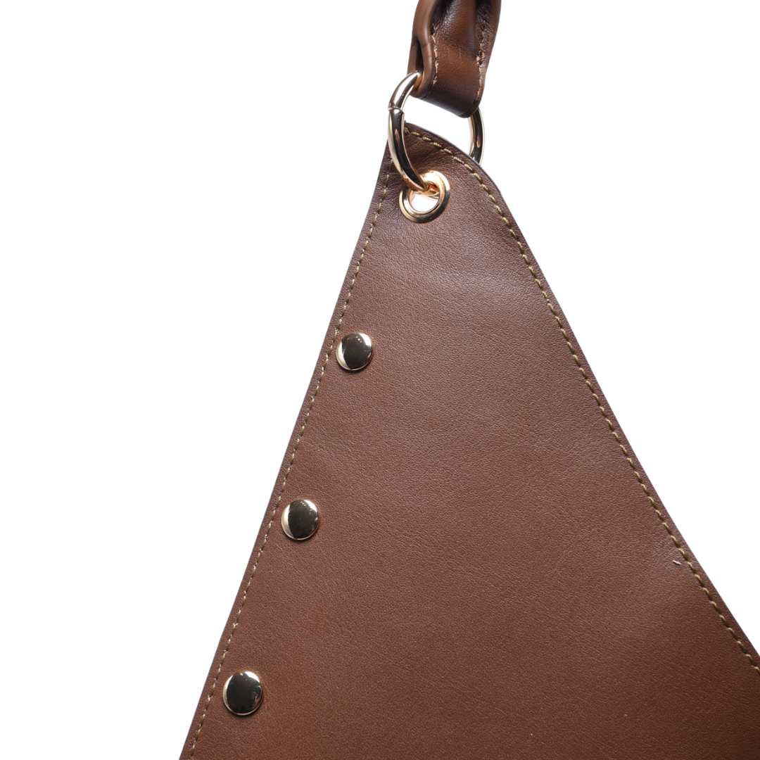 Studded Leather Maxi Bag in Walnut