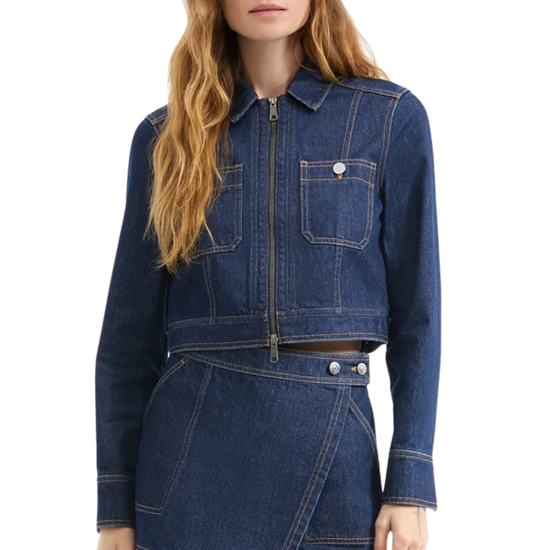 Patty Cropped Denim Jacket in Indigo Rinse