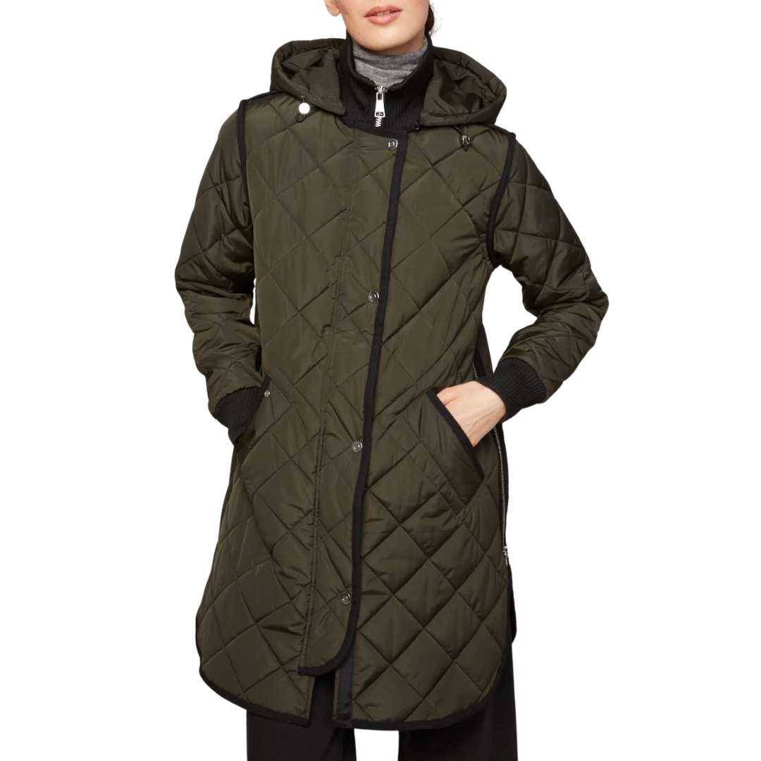Libby Quilted Coat in Forest Green