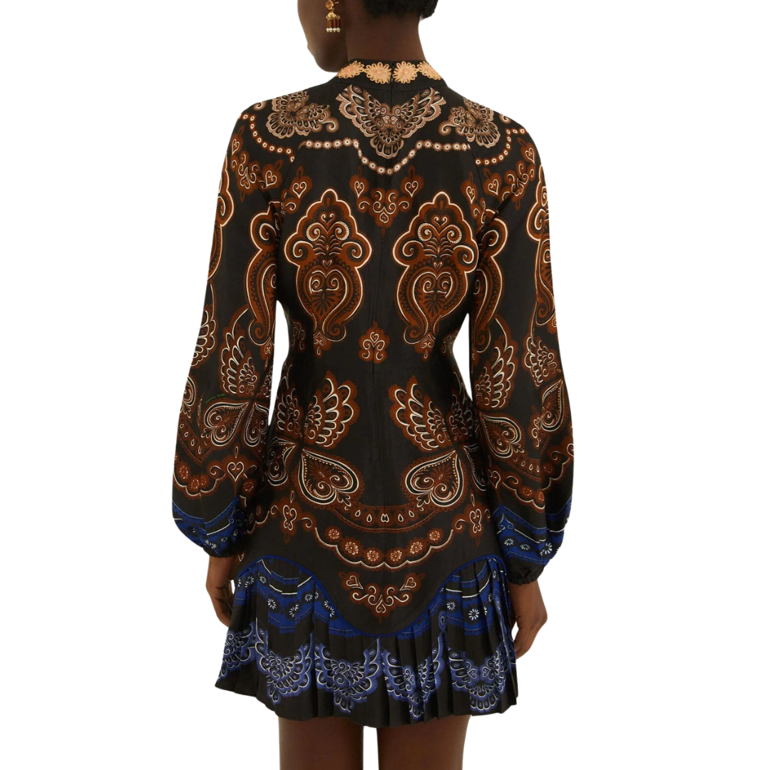 Nicole Ruffled Long Sleeve Mini Dress in Black