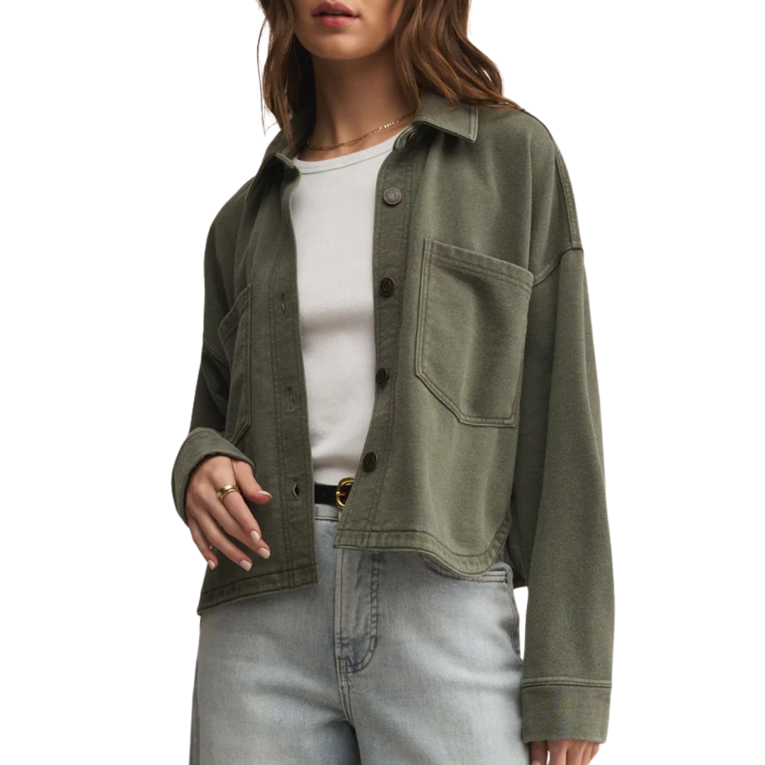 All Day Cropped Jacket in Hunter Green