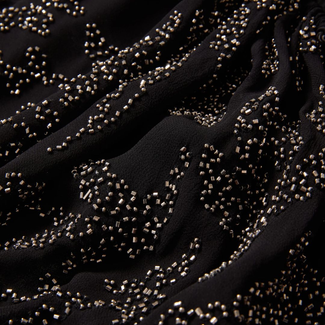 Marlena Beaded Blouse in Black