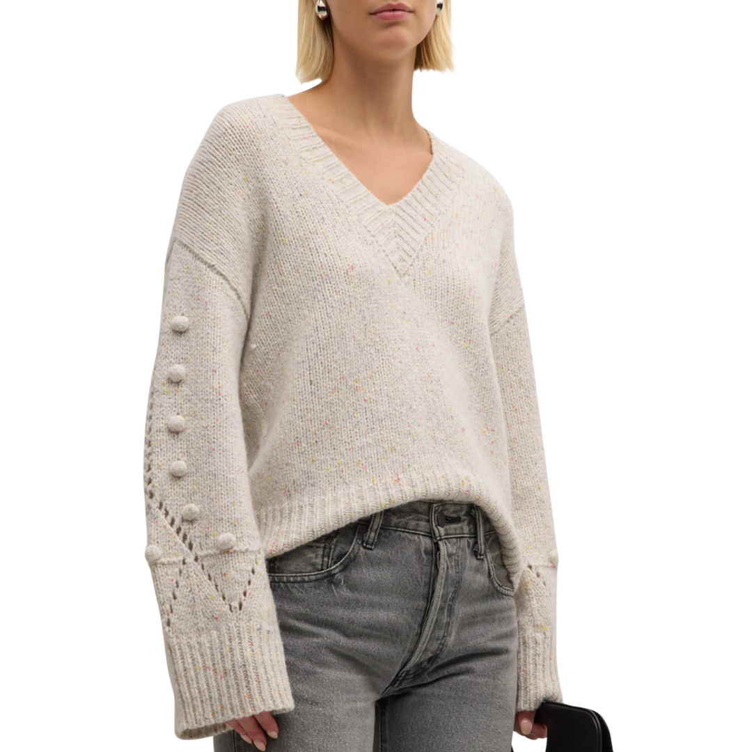 Chunky V w/ Pointelle & Popcorn Sleeve in Confetti