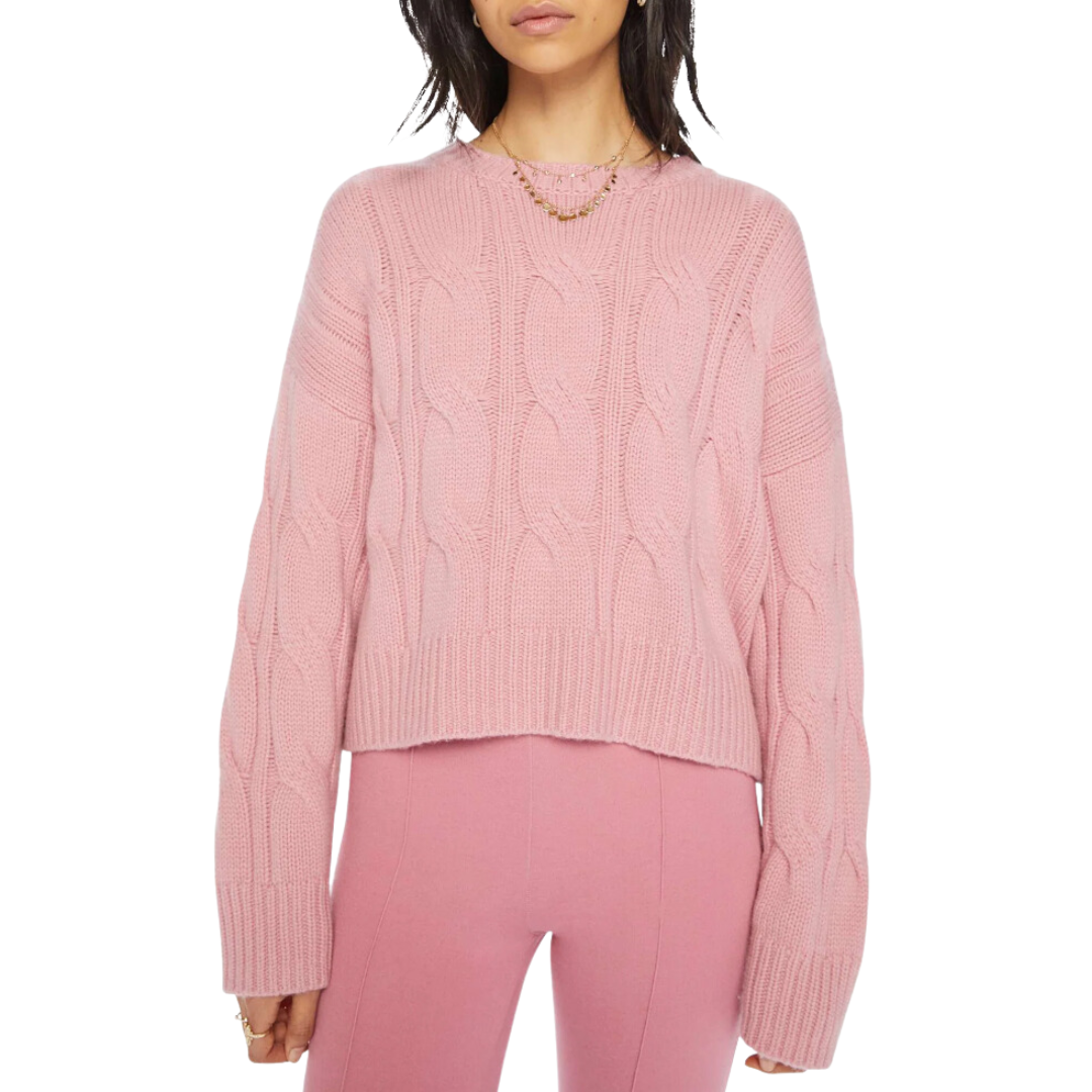 Tristan Cashmere Cable Knit Crew Neck in Lola