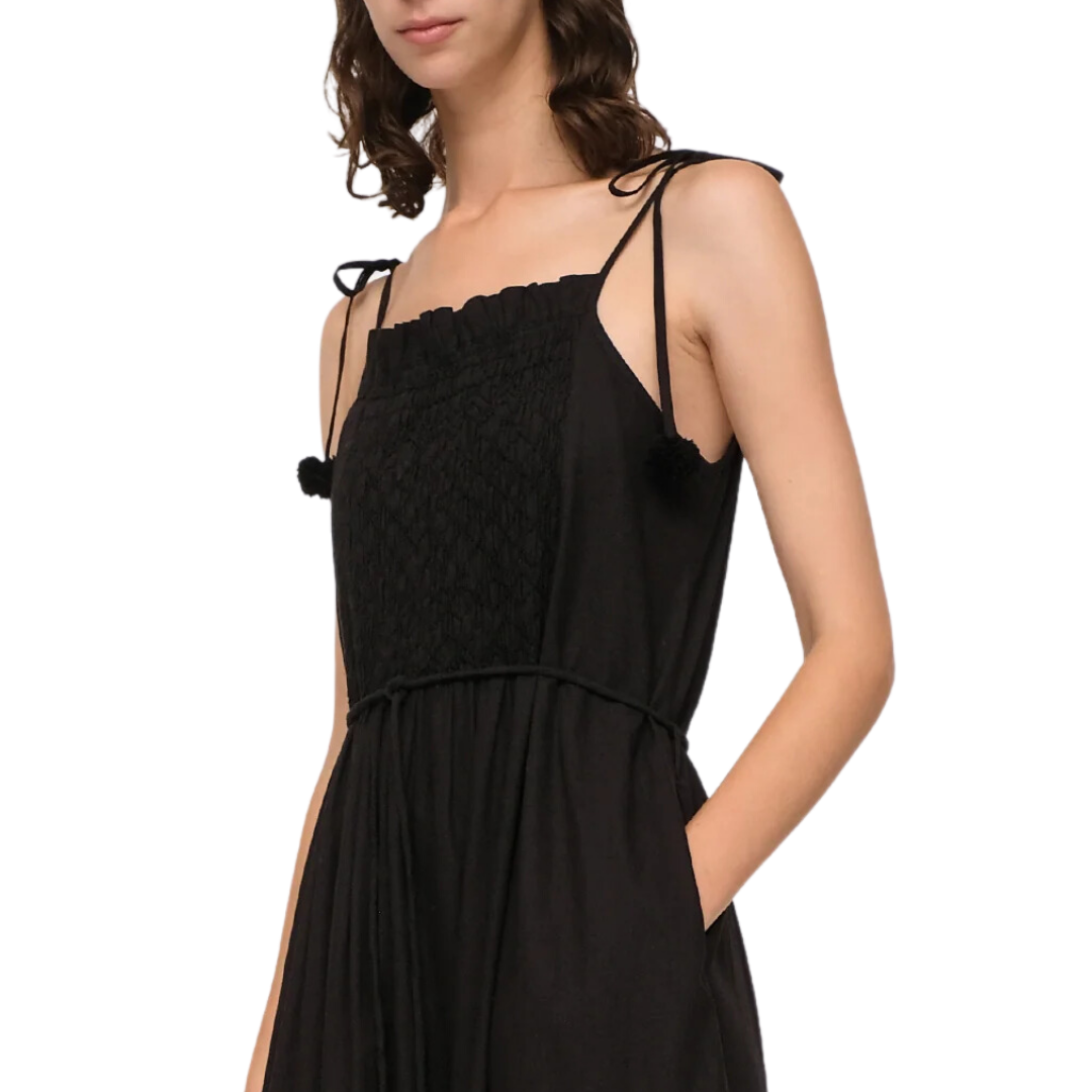 Willa Smocked Dress in Black