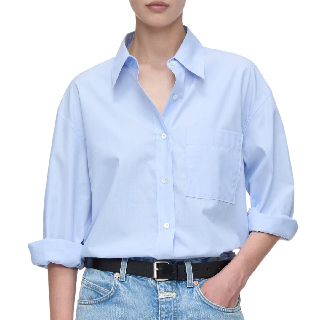 Cotton Shirt Blouse in Lazio Blue