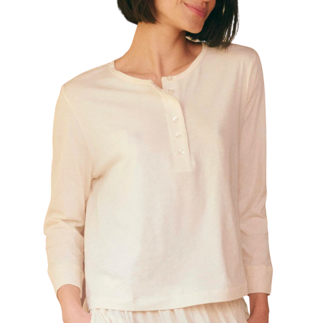 The Sleep Henley in Washed White