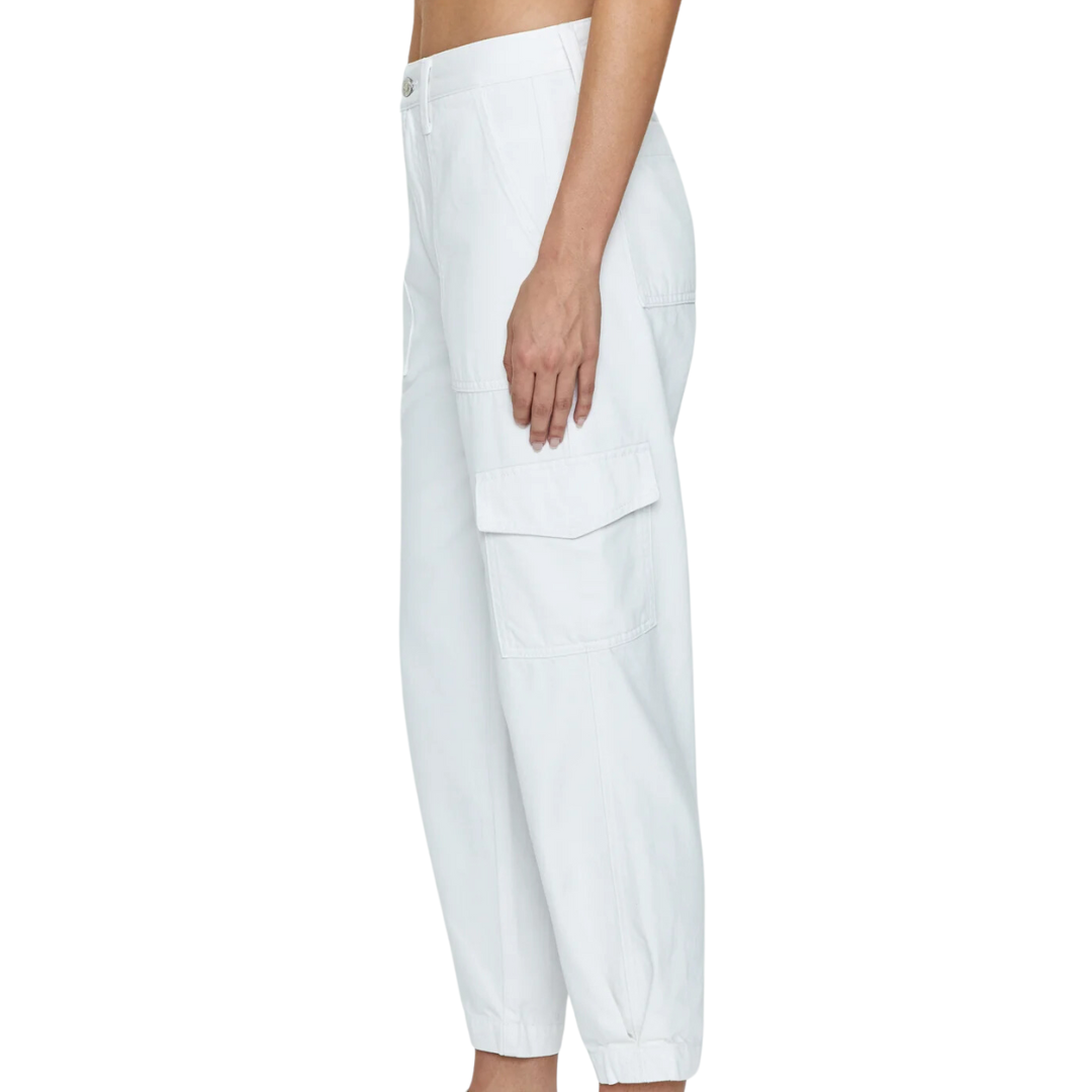 Josephine High Rise Tapered Cargo in White