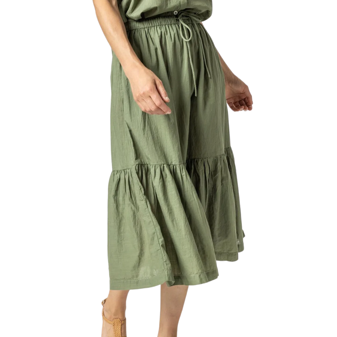 Pull On Peplum Skirt in Olive