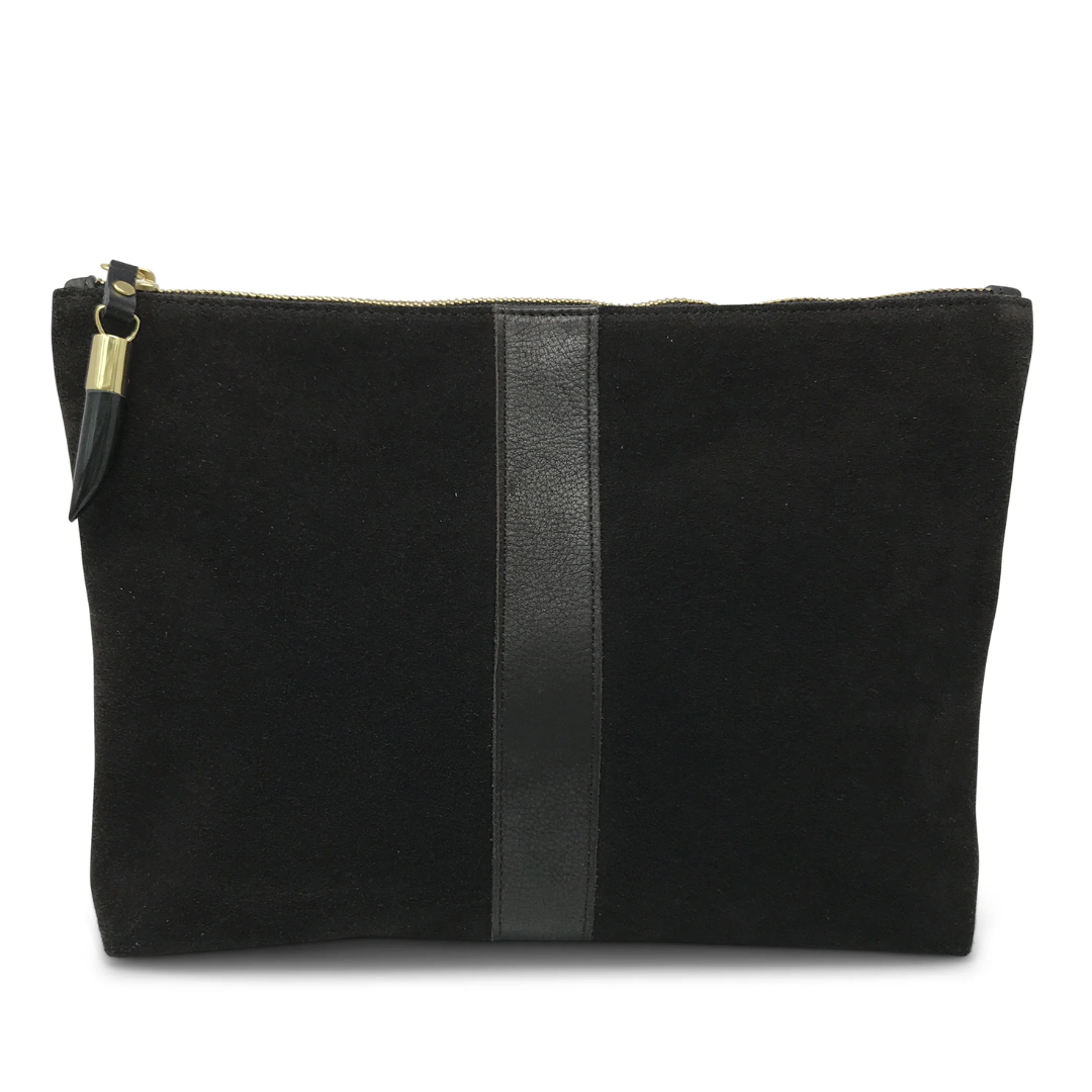 Suede Medium Pouch in Chocolate