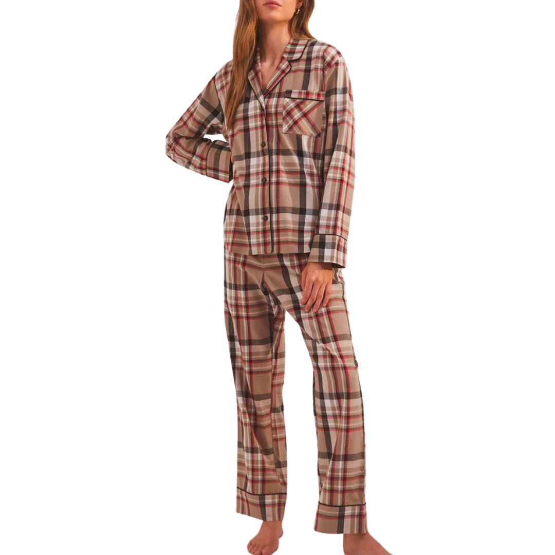 Dreamer Plaid PJ Set in Burlap