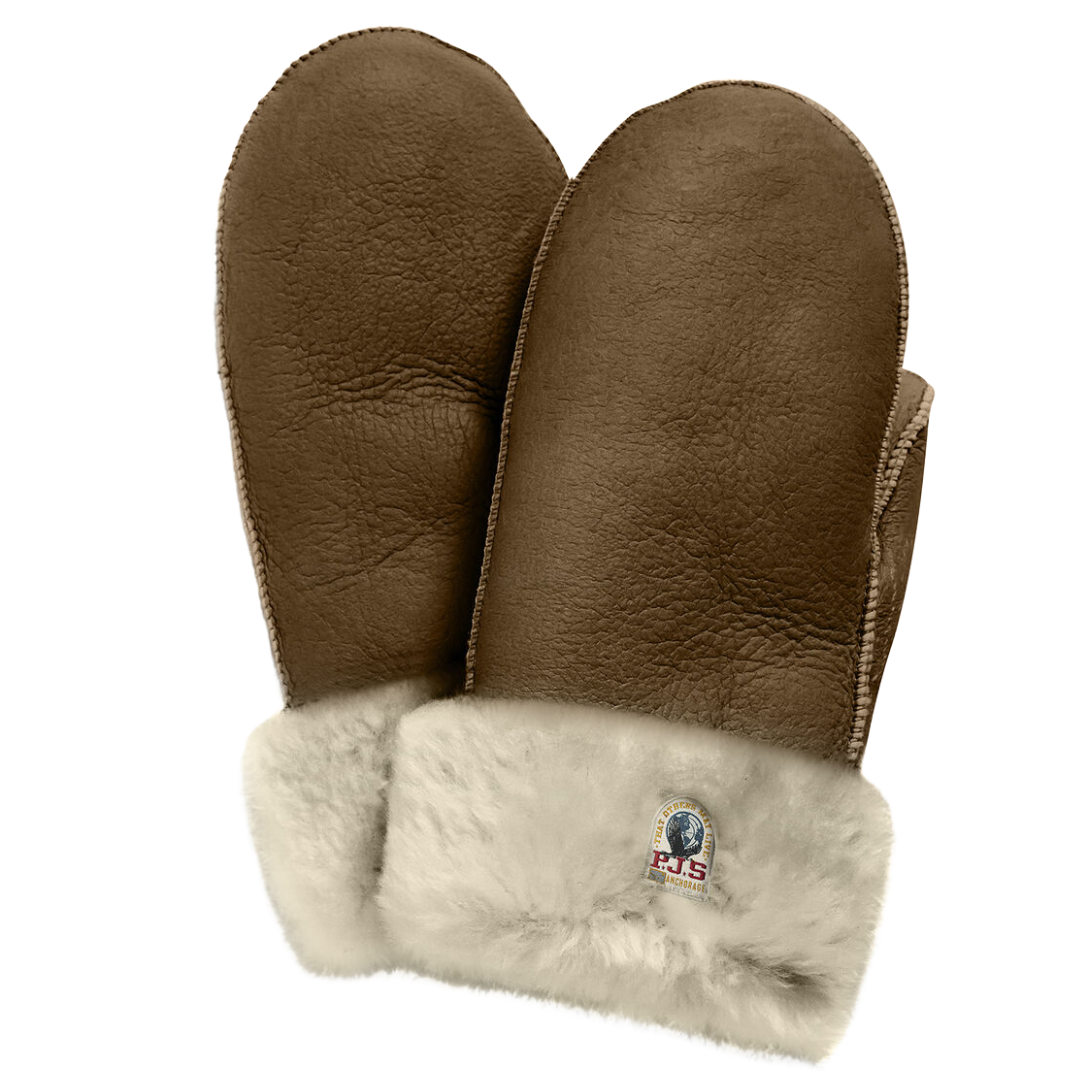 Shearling Mittens in Camel