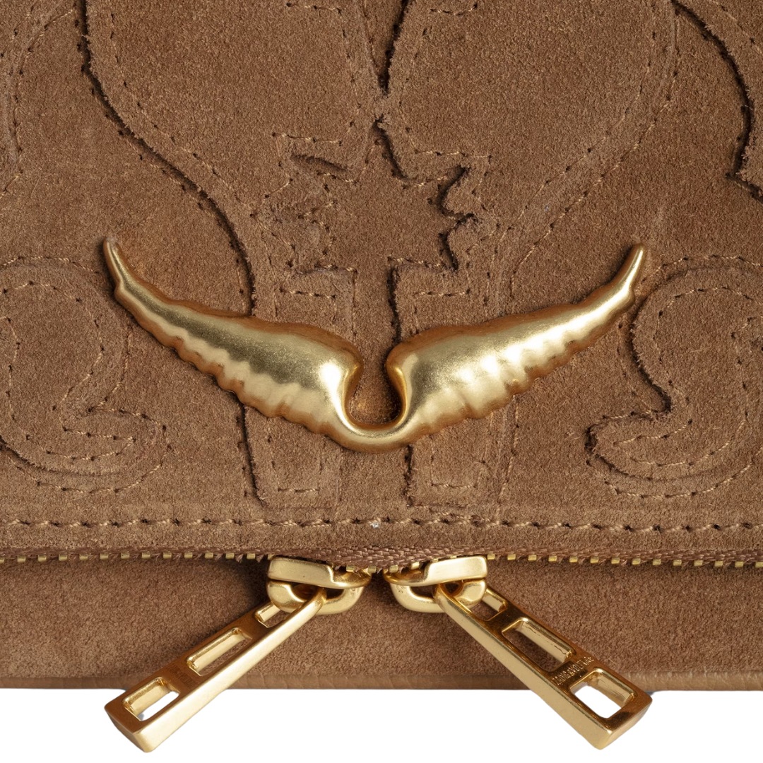 Rock Suede Clutch in Cognac