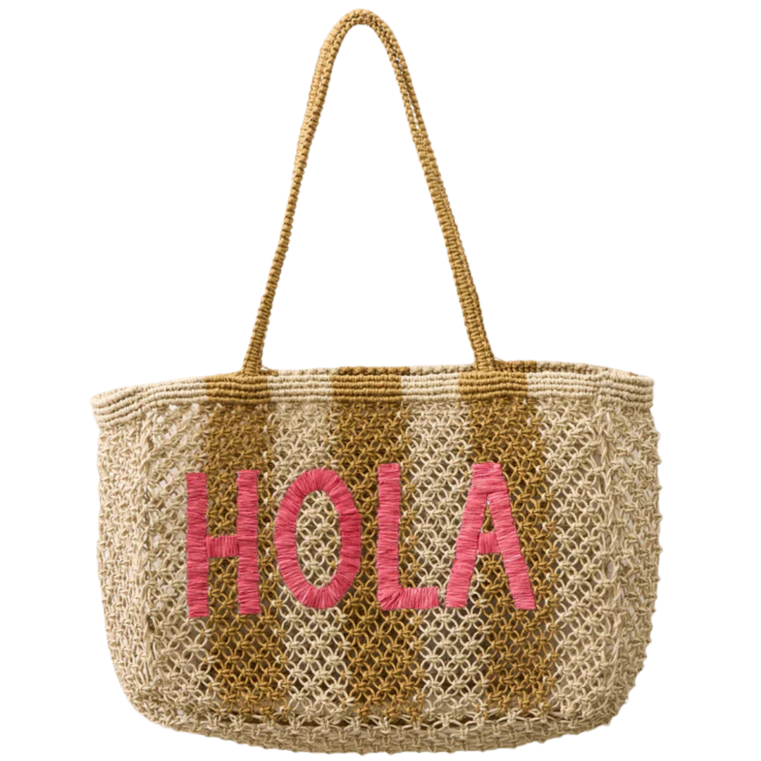 Woven Jute Tote Bag in Desert Light