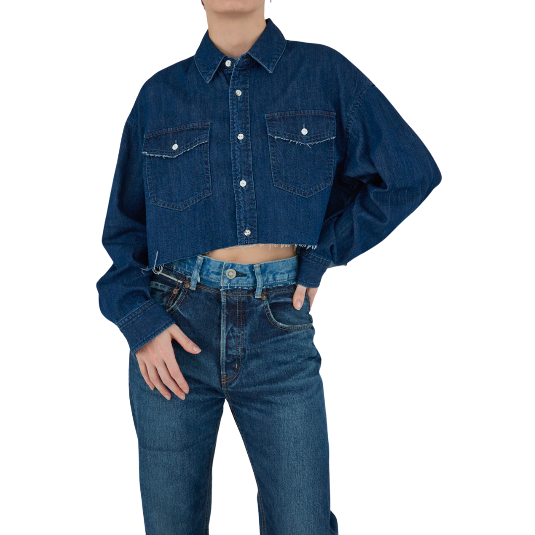Artesia Cropped Shirt in Blue