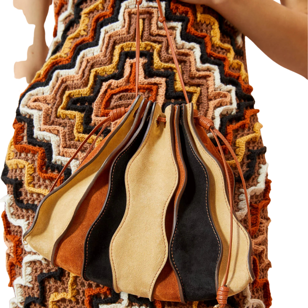 Adria Small Pleated Wave Bag in Dune Colorblock