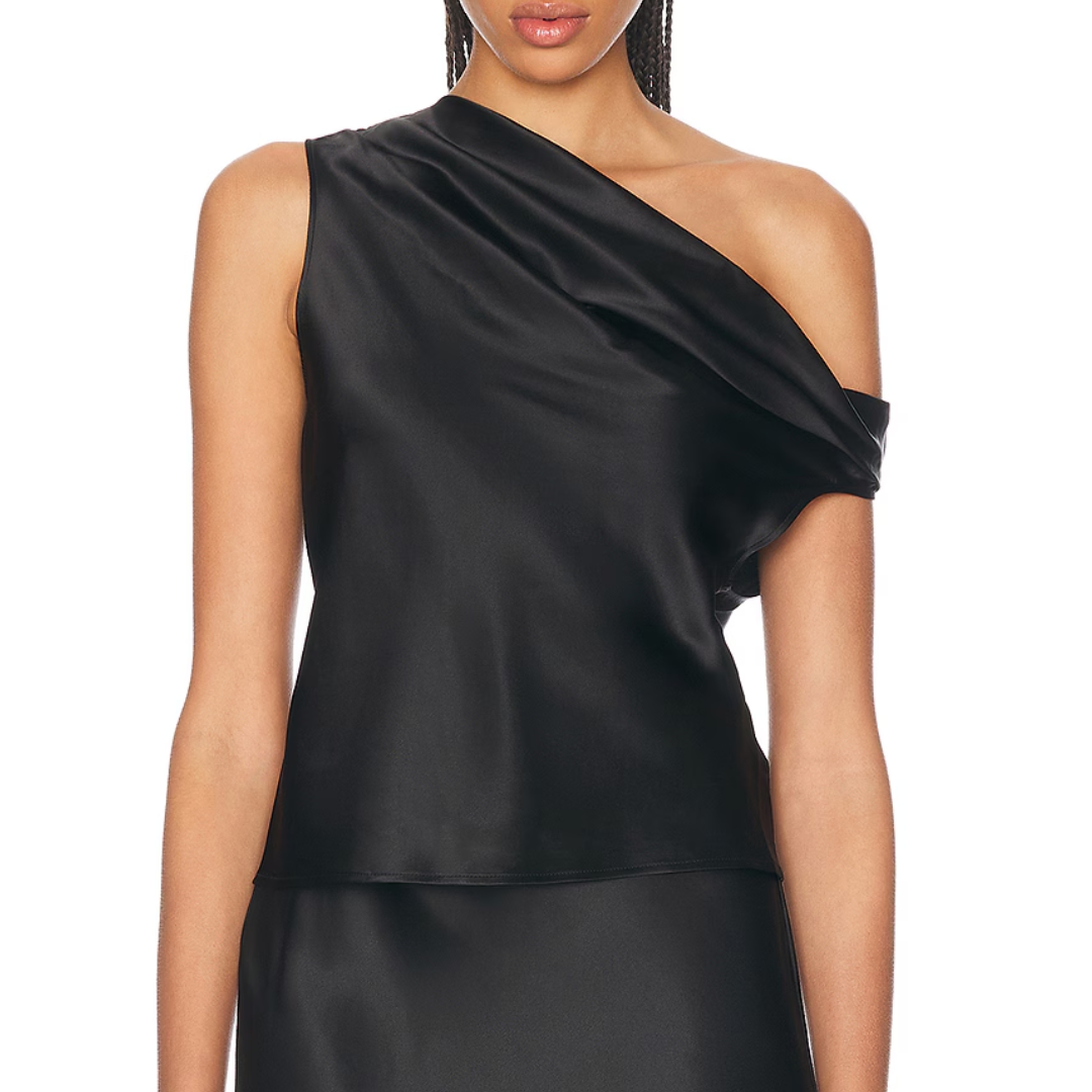 Silk Bias Off-Shoulder in Black