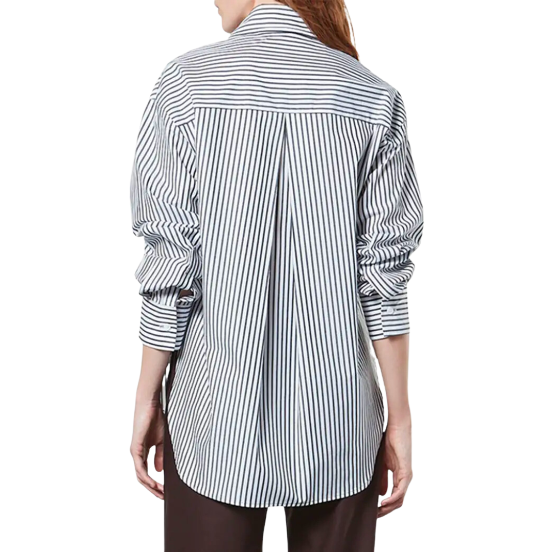 Cotton Shirt in Charcoal and White Stripe