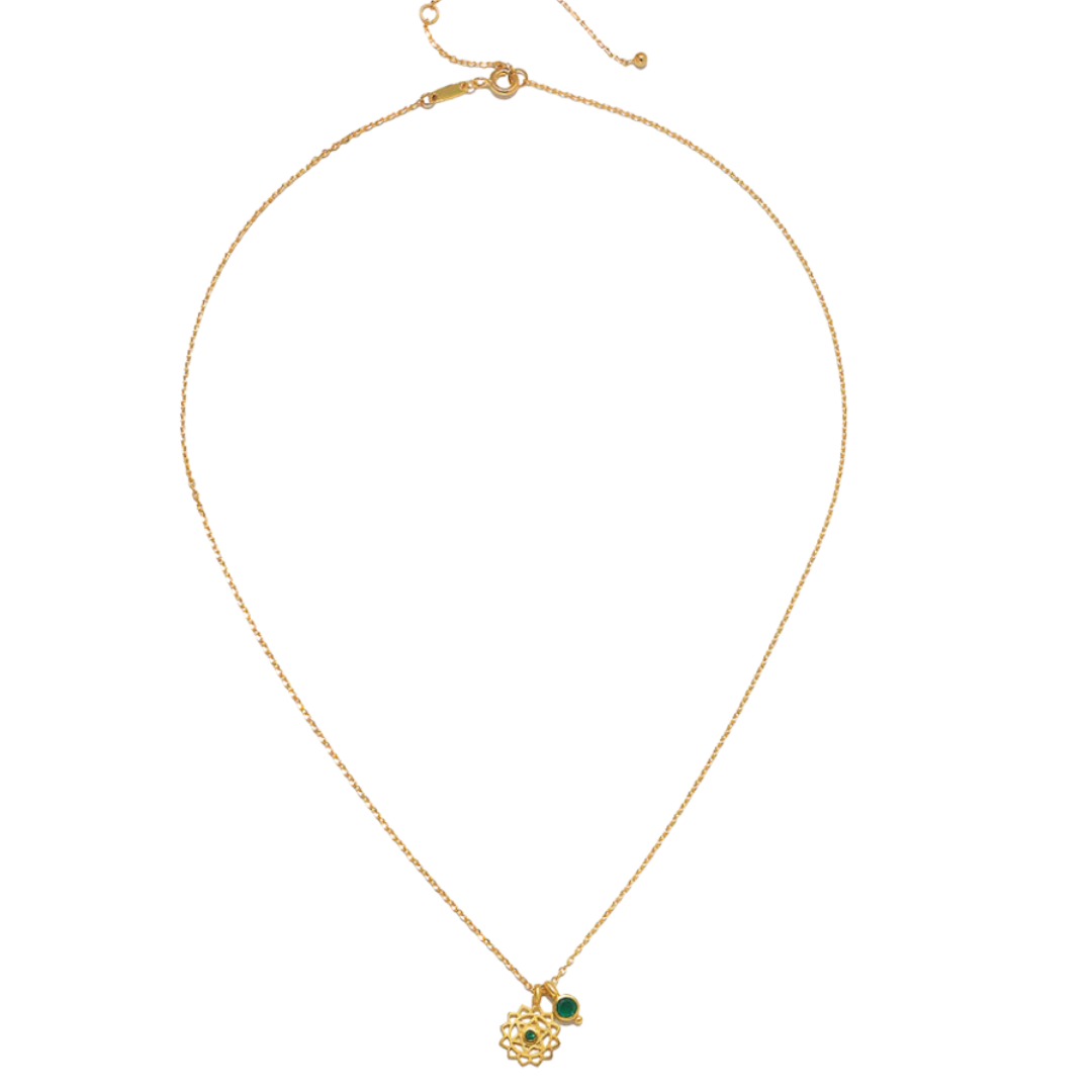 Open Heart Chakra Necklace in Green Onyx