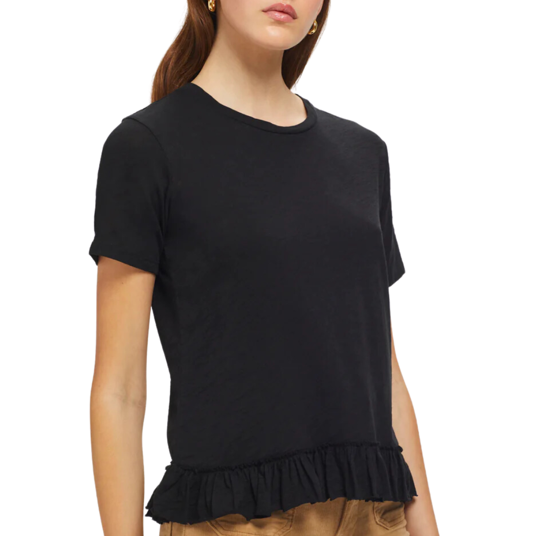 Amity Ruffle Tee in Black