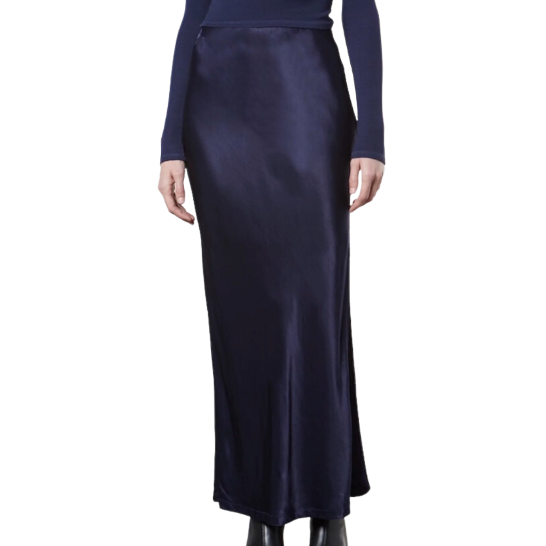 Bias Maxi Skirt in Dark Navy