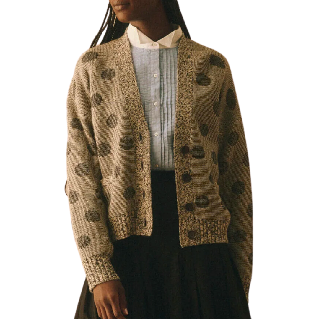 The Slouch Cardigan in Licorice Polka Dot