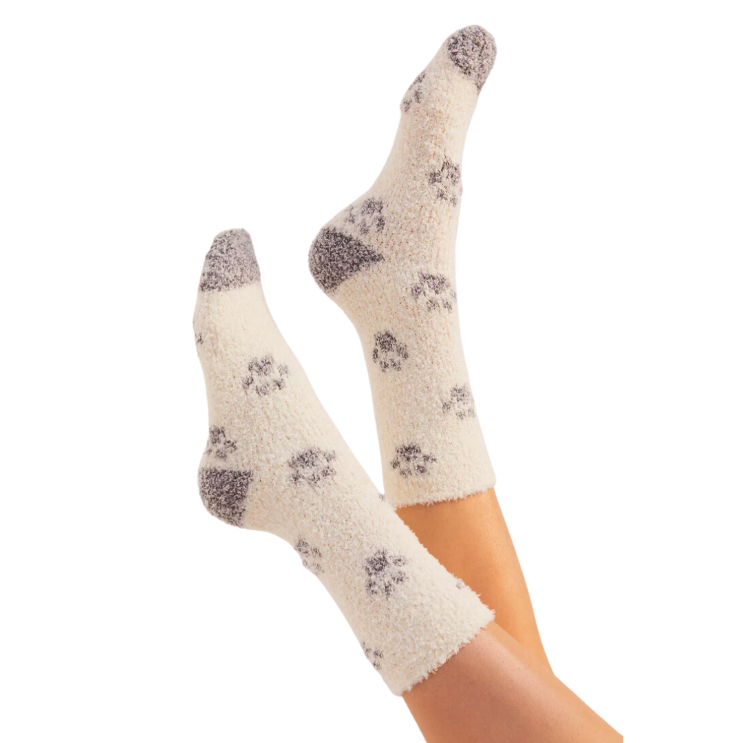 Plush Paw Socks in Bone