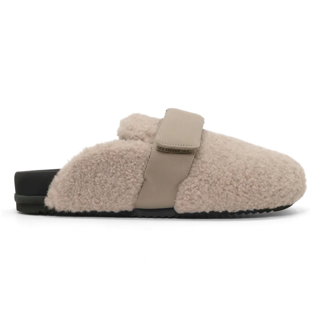 Fuzzy Loafer Mule in Cement