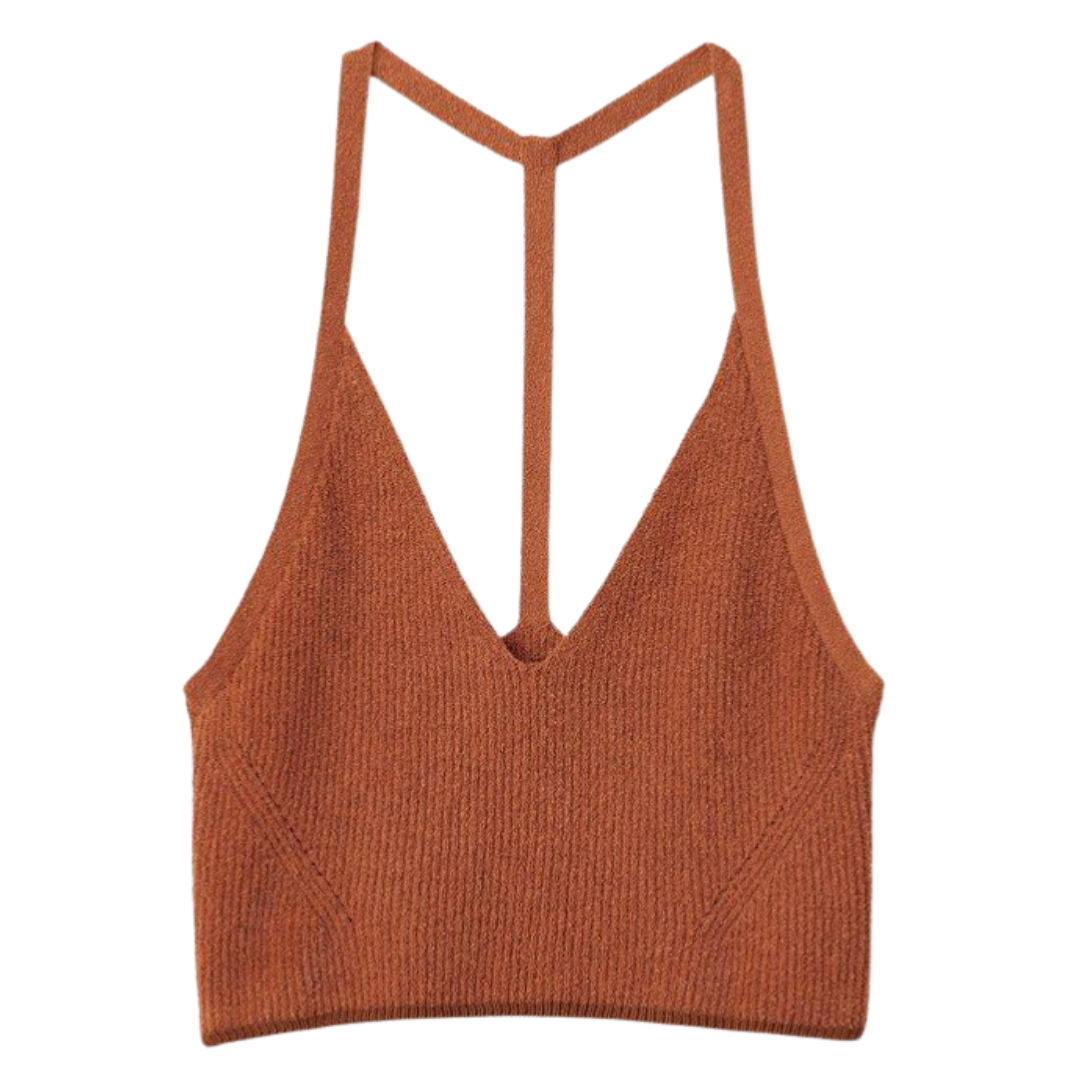 Cotton Rib Bra Top in Pale Copper