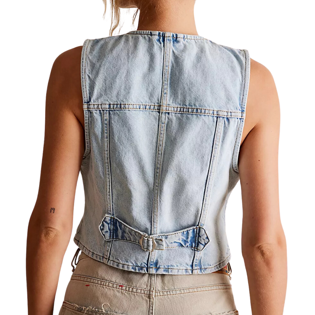 We The Free Tate Denim Vest in Boardwalk Blues