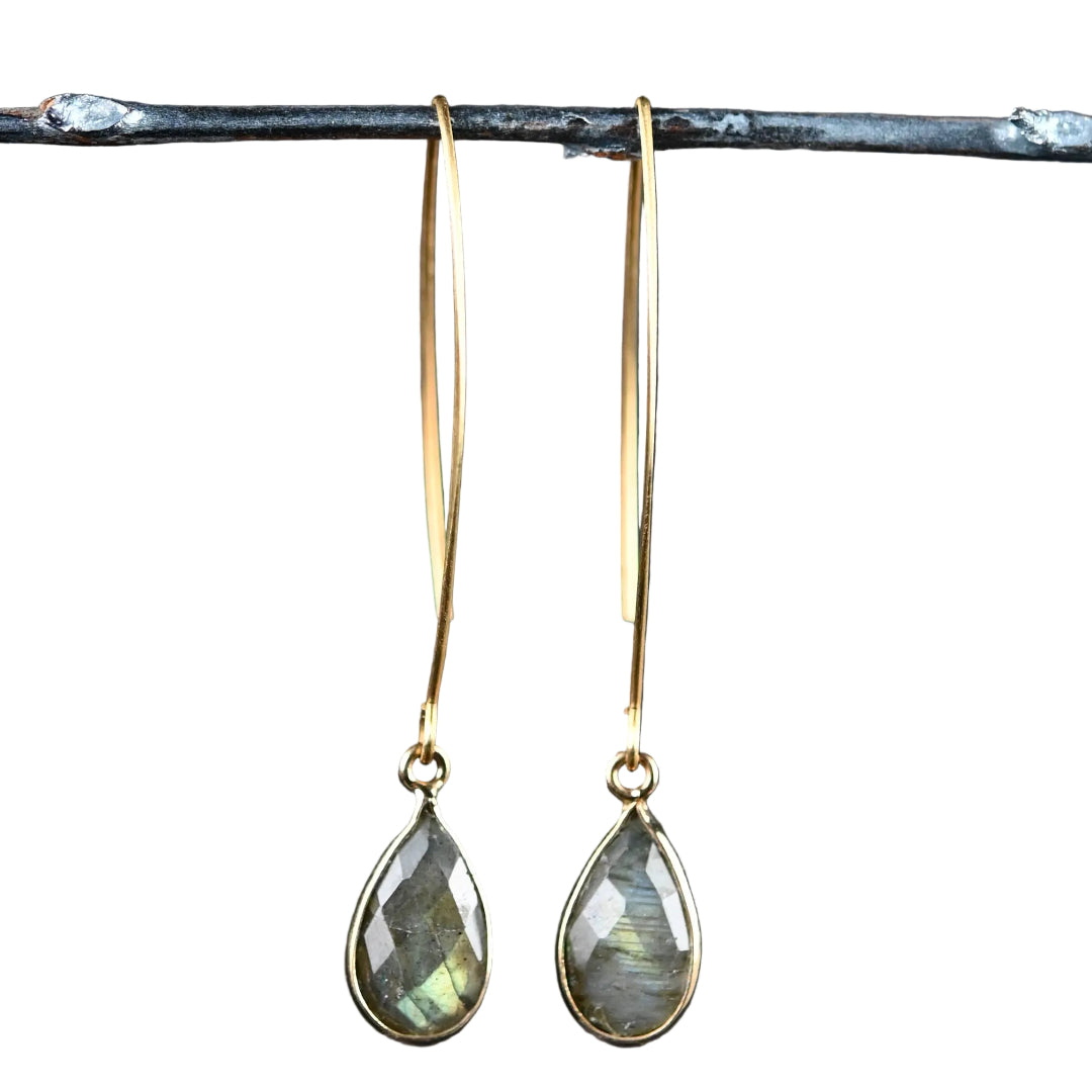 Semi Precious Stone Earrings in Labradorite