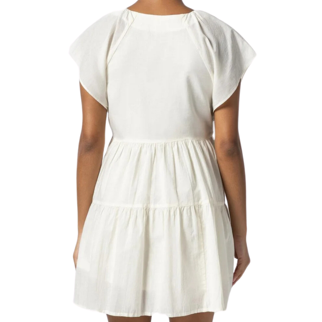 Flutter Sleeve Tiered Dress in Ecru