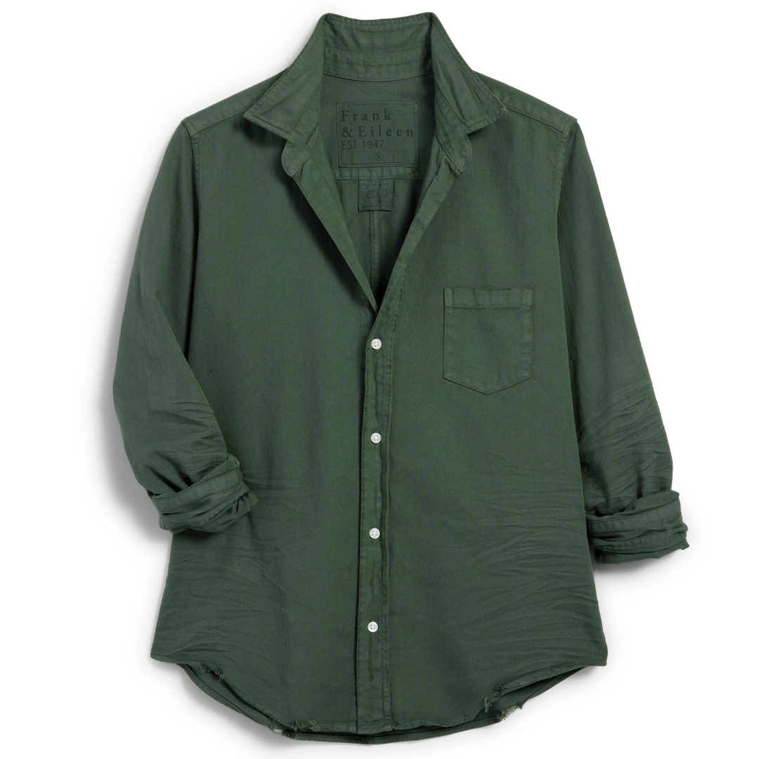 Barry Tailored Button-Up Shirt in Denim Vintage Green