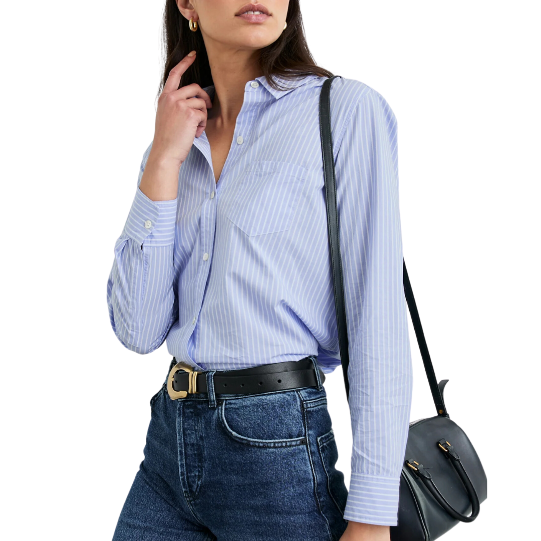 Stina Shirt in Oxford White Stripe