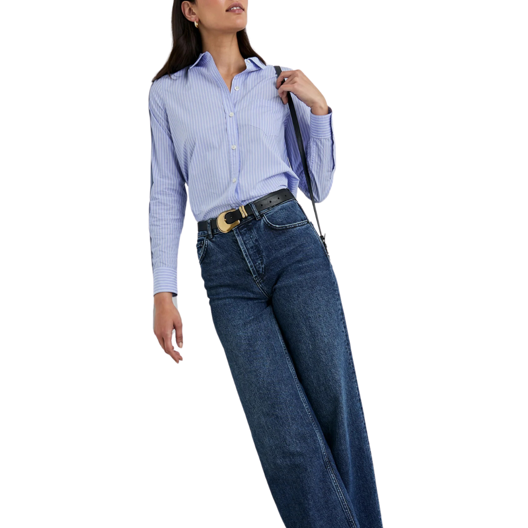 Stina Shirt in Oxford White Stripe