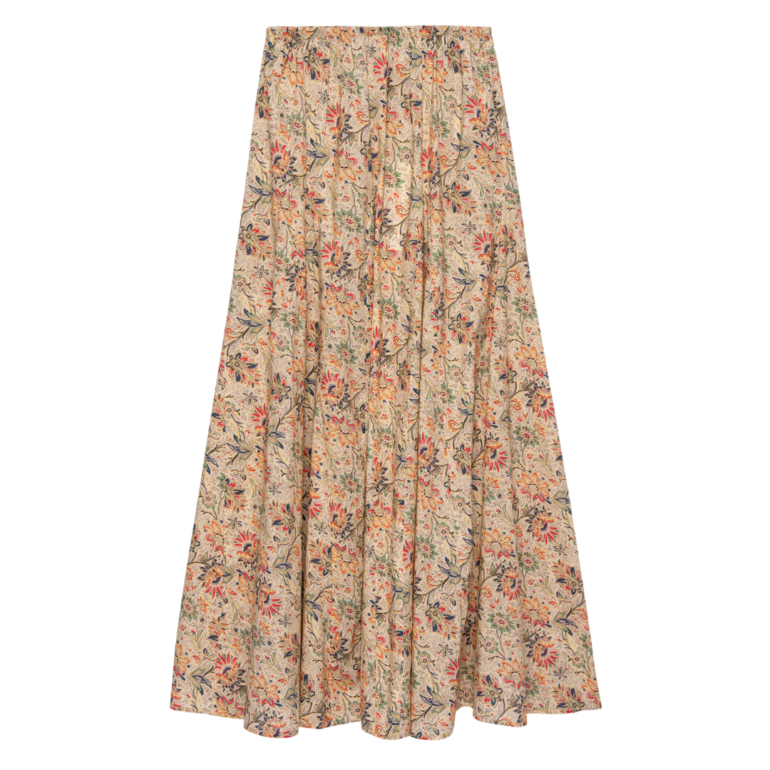 The Godet Skirt in Peach Paisley Floral