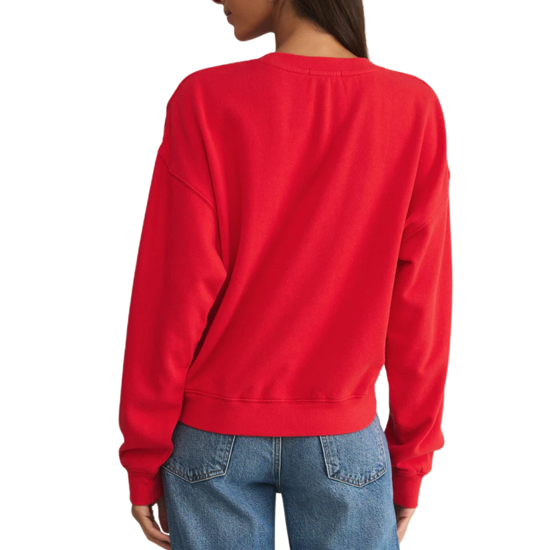 First Date Fleece Sweatshirt in Cherry