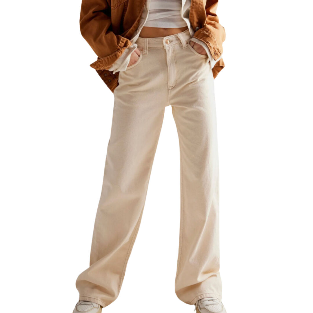 We The Free Tinsley Baggy High-Rise Jeans in Ecru