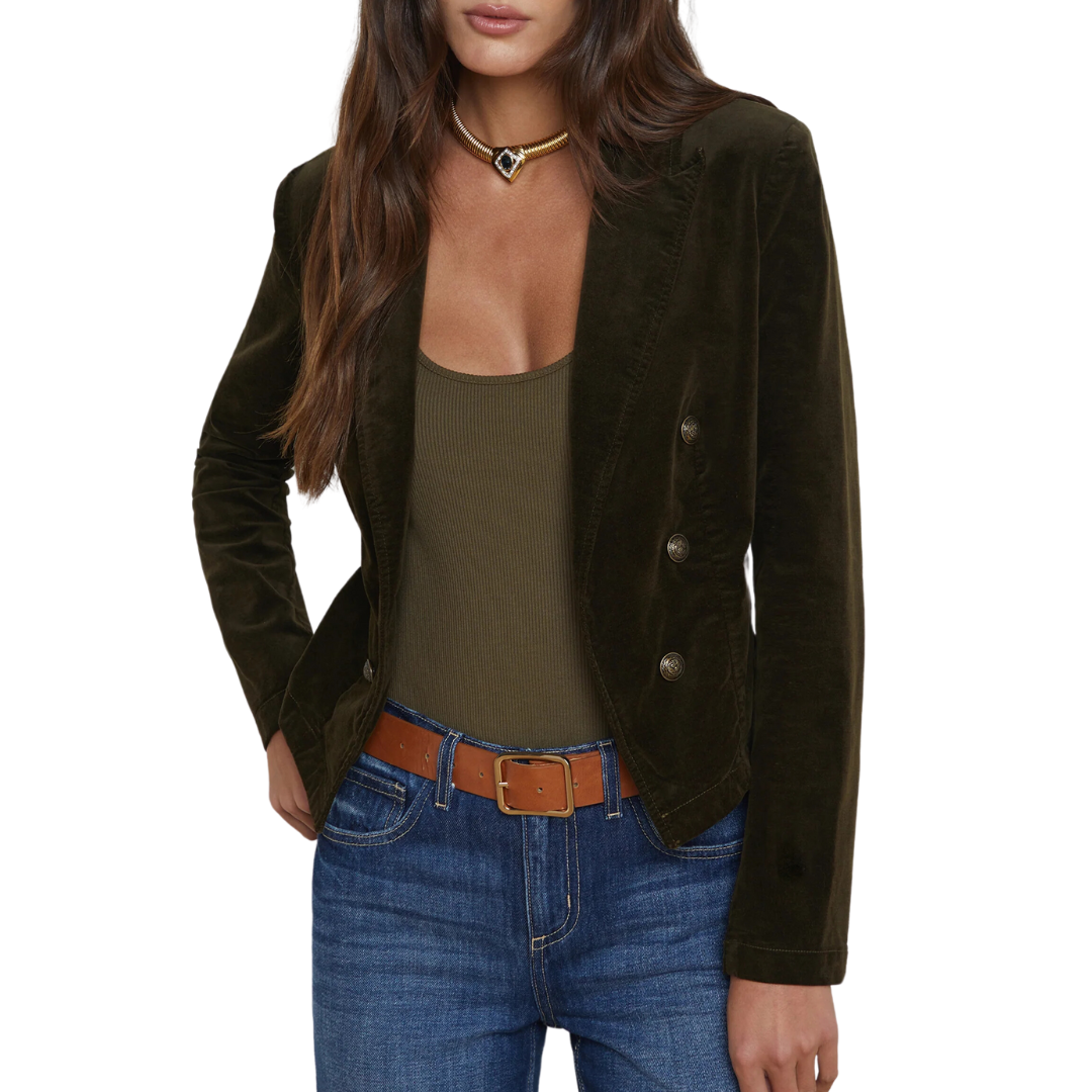 Wayne Velvet Blazer in Pine