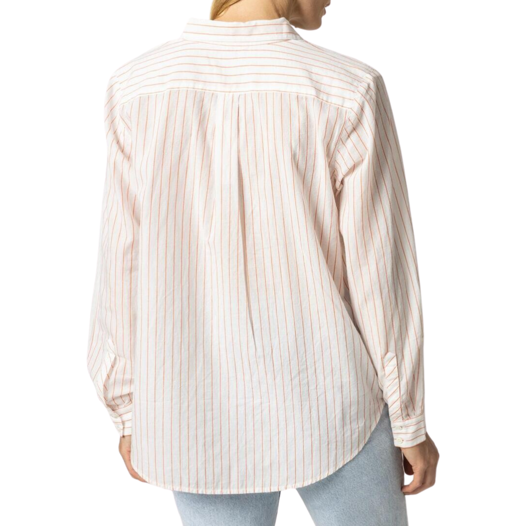 Boyfriend Buttondown in Tangerine Stripe