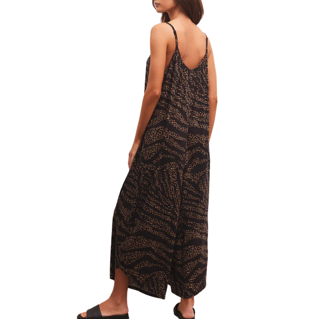 Wild Dot Flared Jumpsuit in Black