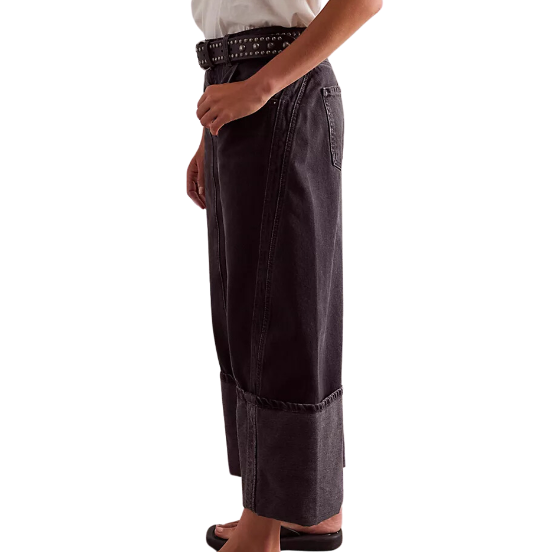 We The Free Olsen Cuffed Barrel Jeans in Black Ice