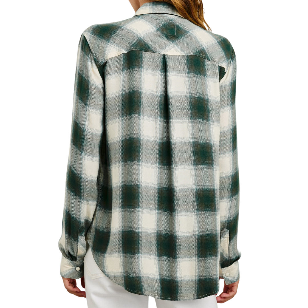 Hunter Shirt in Ivory Olive Teal