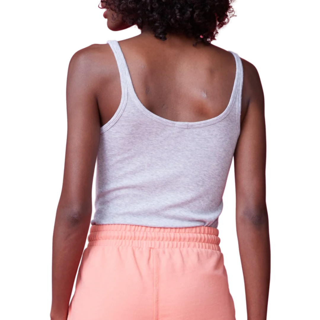 Rib Strappy Tank in White Heather