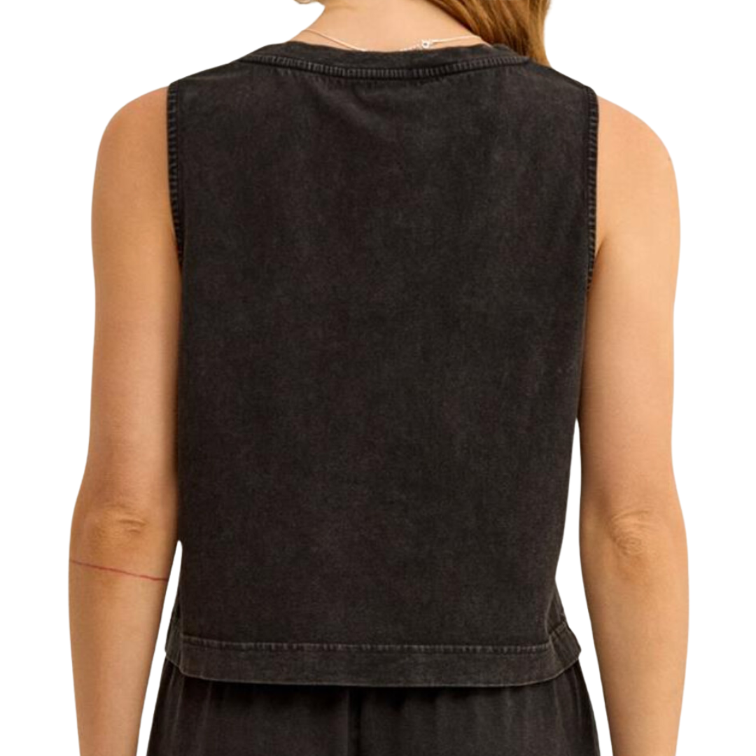 Sloane V-Neck Tank in Black